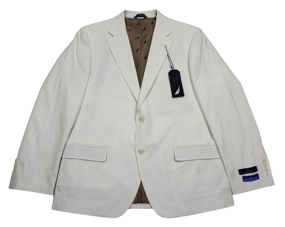 Nautica Suit Mens 36R 30W Cream Modern Fit GAFF Active Stretch 2 Piece Set